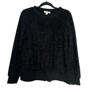 STS‎ Sail to Sable Black Fuzzy Metallic Sweater Women’s Small Cozy Holiday Top